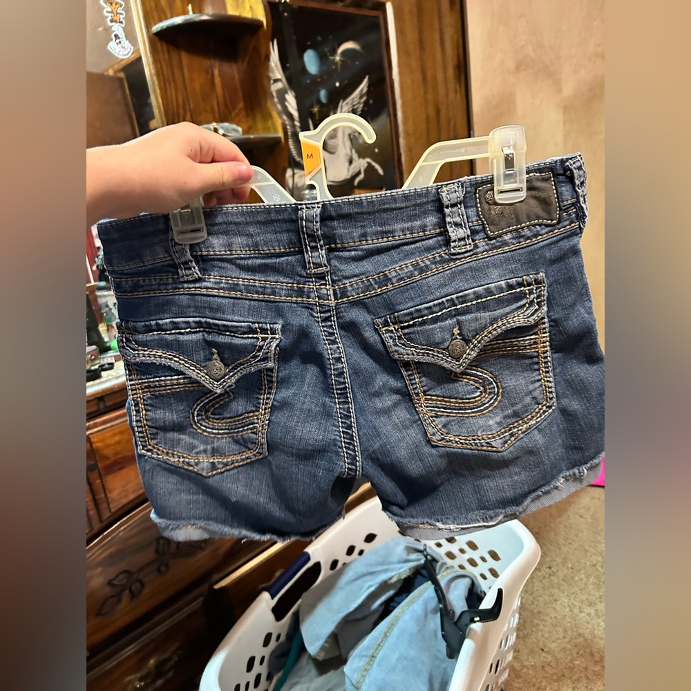 Women’s silver jean shorts